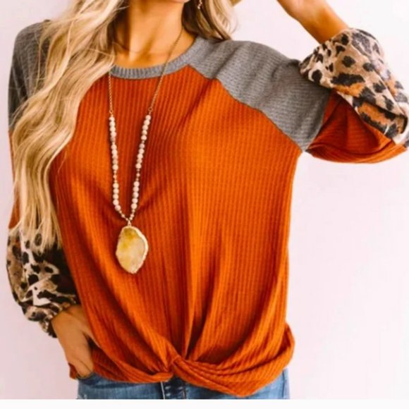 Chic Rust Waffle Knit **Last One** - Picture 2 of 3